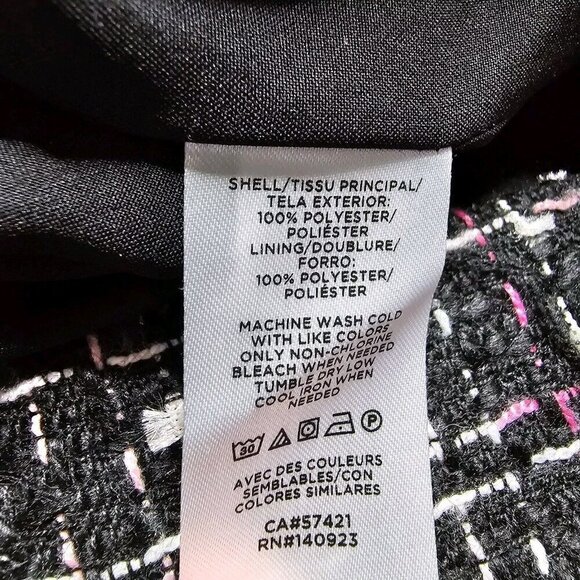 Loft Outlet Black Pink White Tweed Short Sleeve Shift Dress Size 8 - Picture 11 of 11